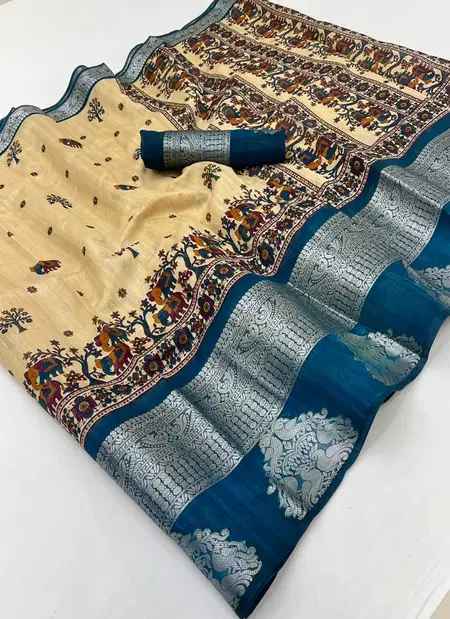 Pv 01 By Rajtex Cotton Printed With Weaving Border Saree